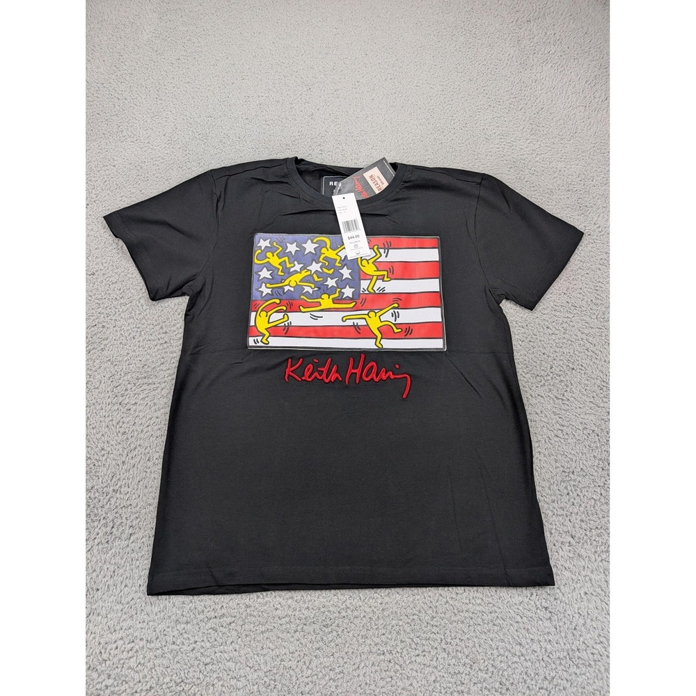 Keith Haring Reason Shirt Mens Medium Black American Flag T-shirt NWT